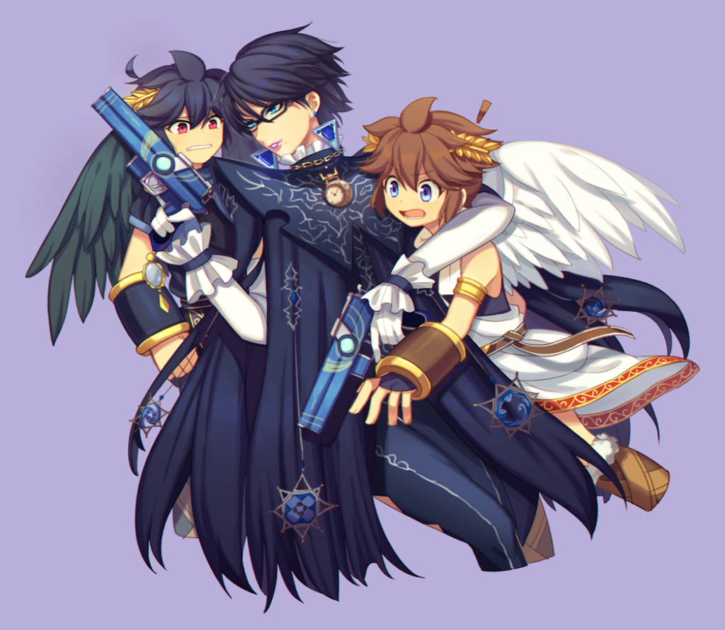 Picture of: bayonetta, pit, and dark pit (super smash bros